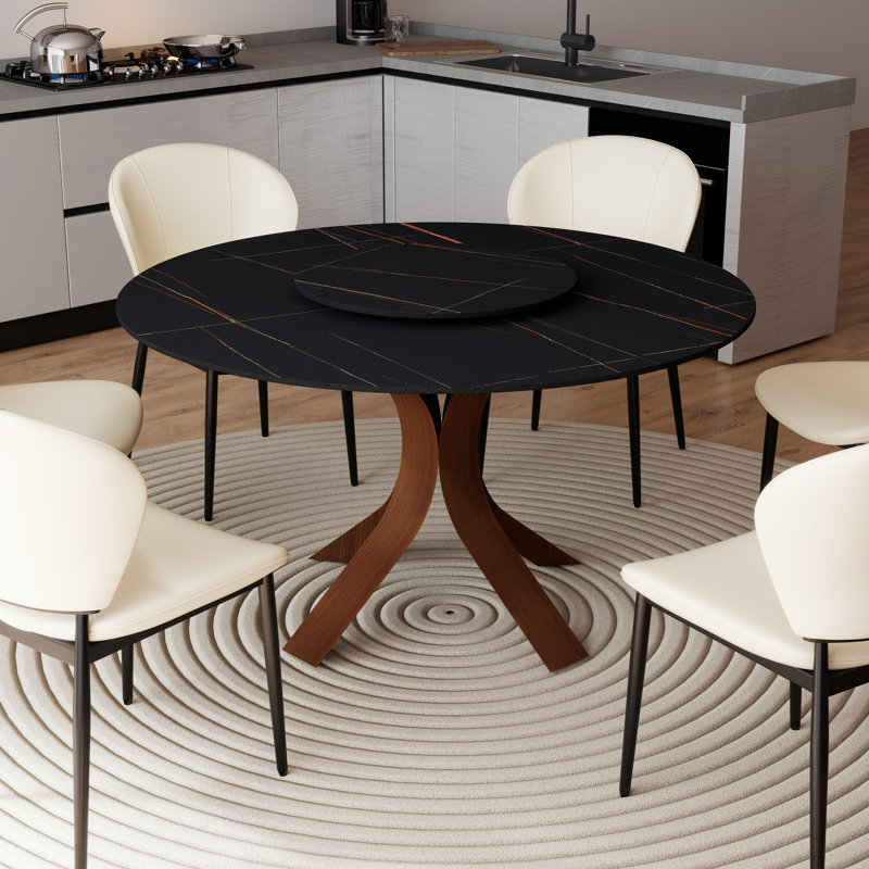 Table de salle à manger Modern Modern, H 29,53 po x L 59,05 po x l 59,05 po, Pandora, Brun