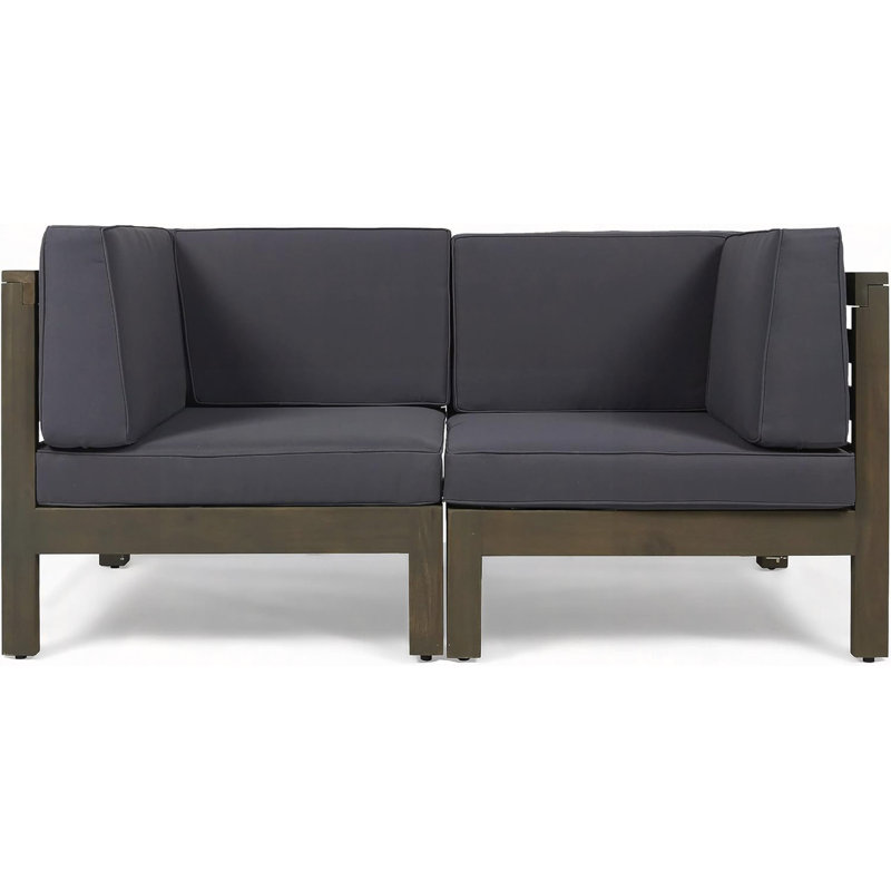 Ensemble de causeuse 2 pièces, Marron foncé, Gris foncé