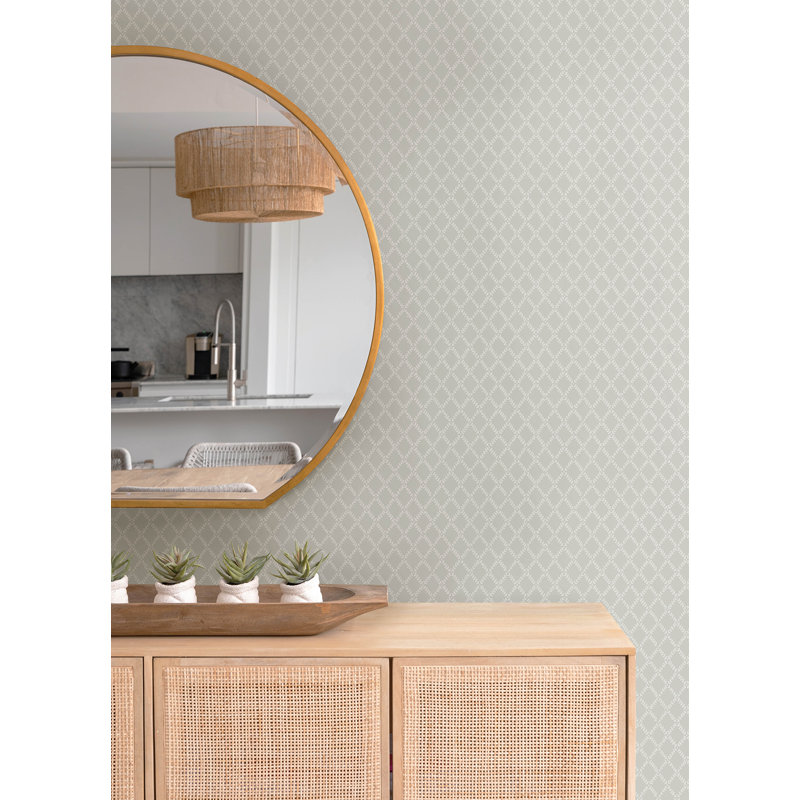 Trevor Sage Leaf Trellis Wallpaper, Sage