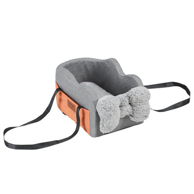 Console Dog Car Seat, Center Console Dog Booster Seat for Small Dog, Pet Car Seat for Car Armrest with Clip-On Leash, Adjustable Straps, Supports up to 8lbs, Dark Gray