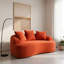 Canapé incurvé de 165 cm (65,11 po), rouge orangé, coussins à ressorts ensachés, 3 coussins décoratifs, aucun assemblage requis, ajout élégant à la pièce, assise confortable orange pour la lecture