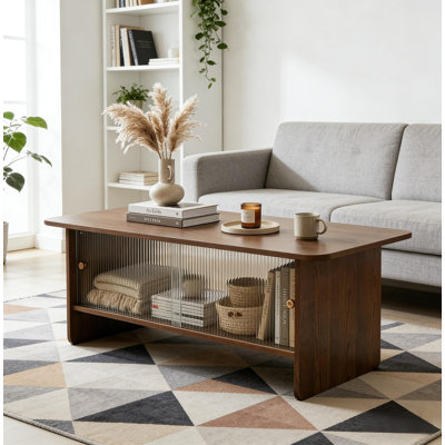 47-inch rectangular modern minimalist coffee table （Walmut Color）