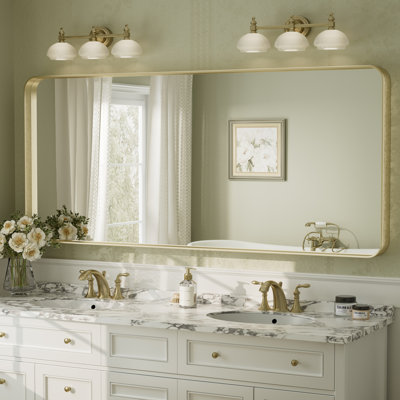 Aevar Tempered Glass and Aluminum Alloy Framed French Cleat Mounted Wall Mirror