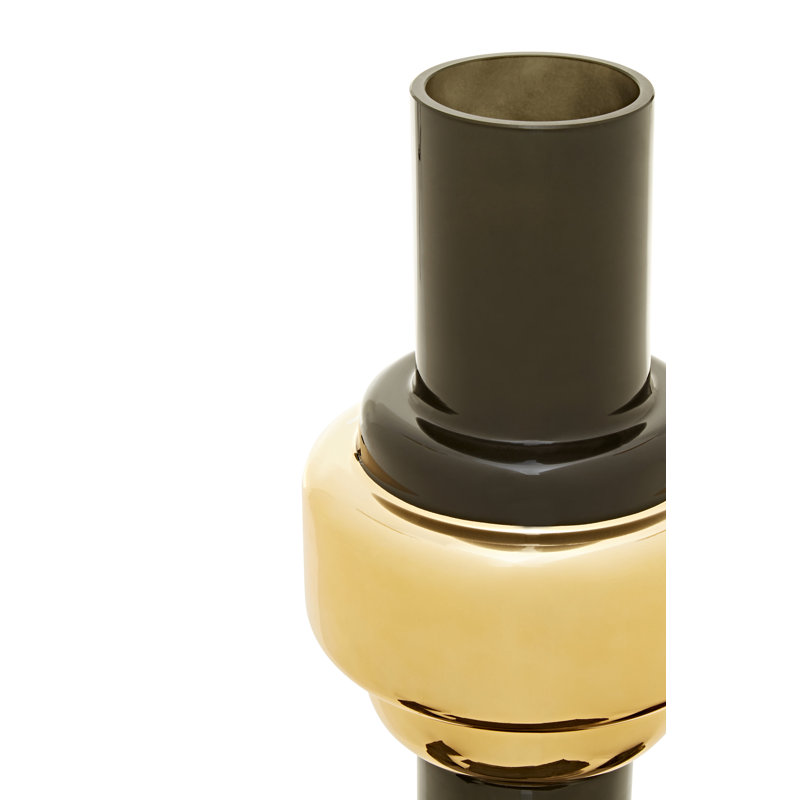 Adrinne Glass Table Vase, Black/Gold