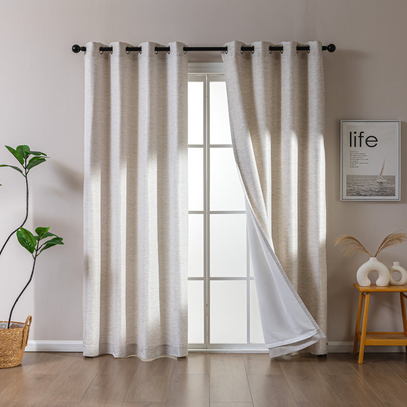  Blackout Curtains With Lining(Set of 2), Beige, 52" W x 95" L