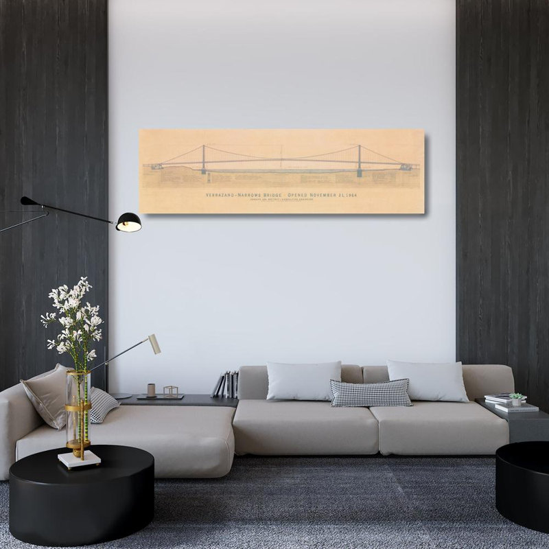 Verrazano Bridge Drawing, 14" H x 48" W