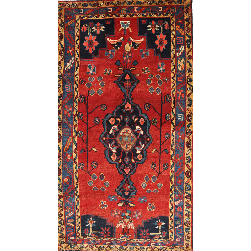 Tapis oriental rouge et bleu, Rectangle 5 pi x 7 pi