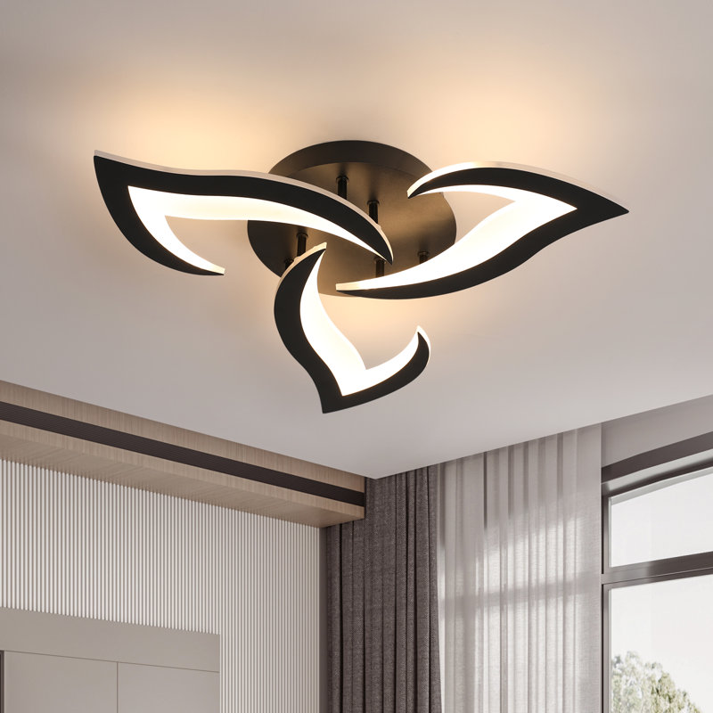 Brianie 33W 3-Head Led Flush Mount Ceiling Light, Black, Warm Light 3000K