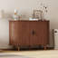 Buffet 47 po, buffet avec rangement, console avec porte coulissante et tablette réglable, buffet à bord courbé pour le salon, cuisine (brun)-2037651672
