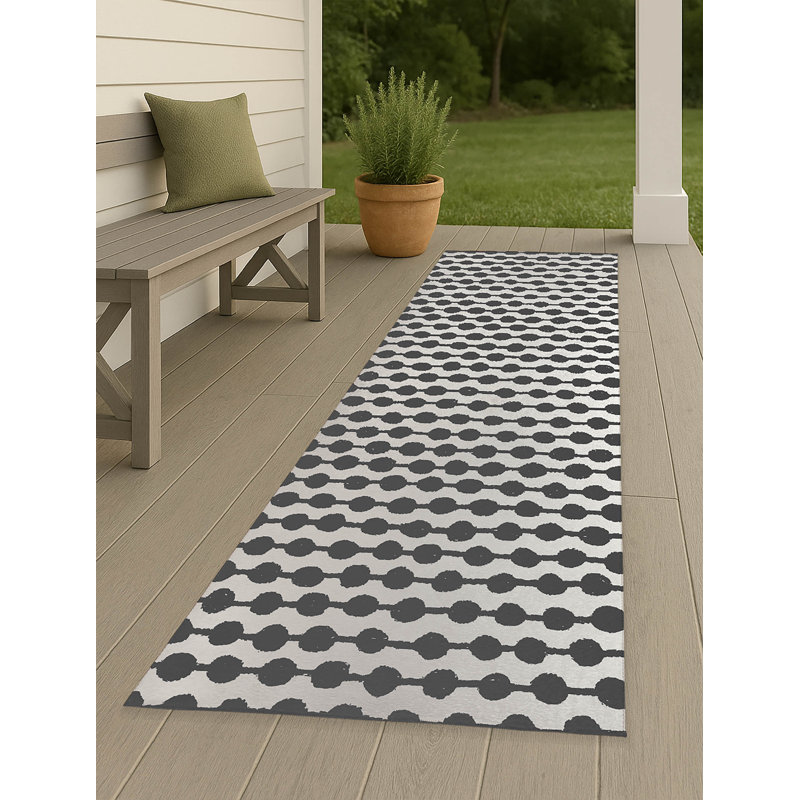 Dot Tied Non-Slip Outdoor Rug, Runner 2'6" x 8'