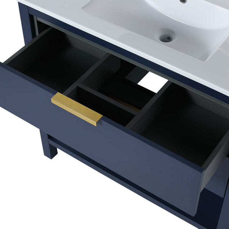Meuble-lavabo avec plateau Jamicka, Bleu marine