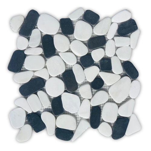 Mango Tile Natural Stone Mosaic Tile Black and White (5 SQF/UNIT) | Wayfair