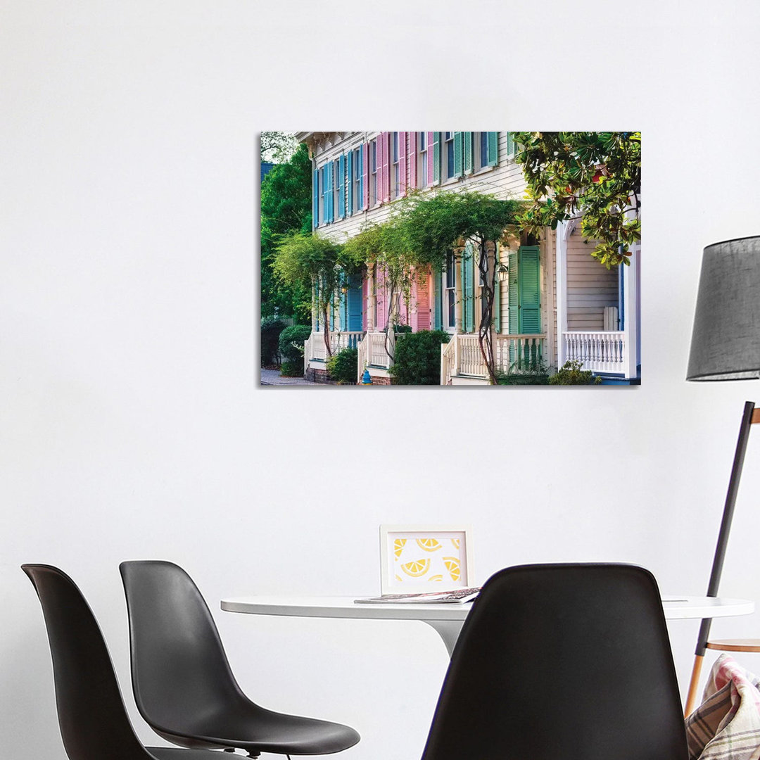 Historic Row Houses, Savannah, Georgia by George Oze - Wrapped Canvas Photograph
