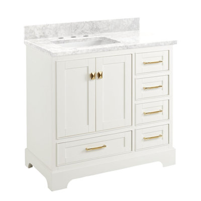 Quen 36"" Freestanding Single Basin Vanity Set with Cabinet, Vanity Top -  Signature Hardware, 480658