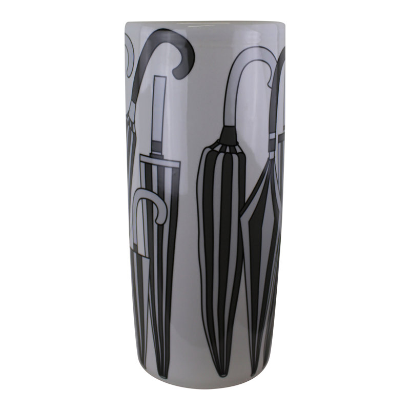 Foret Ceramic Freestanding Umbrella Stand, Black/White