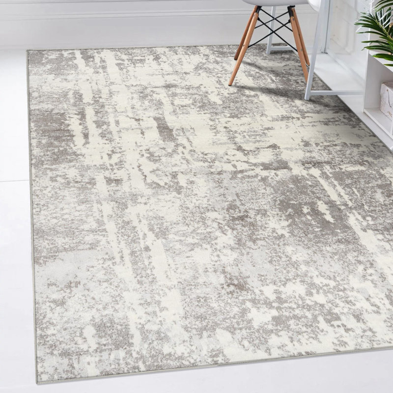 Tapis gris / ivoire Kingsbury, Rectangle 5 pi x 7 pi