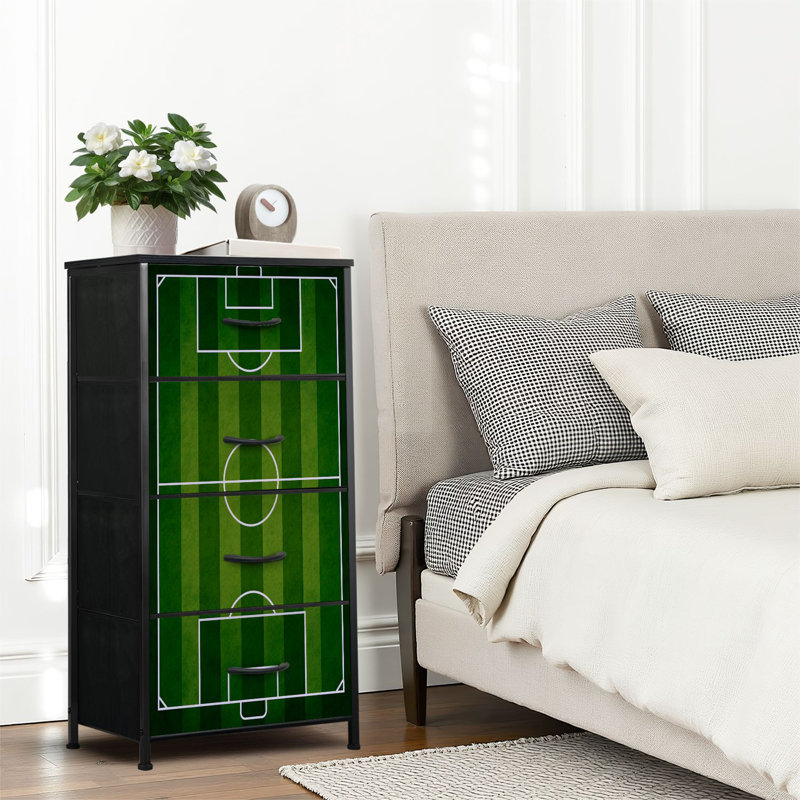 4 Drawer Dresser for Bedroom, Narrow Chest of Drawers, Wooden Top and Study Iron Frame 18"x37.5"-(WxH)