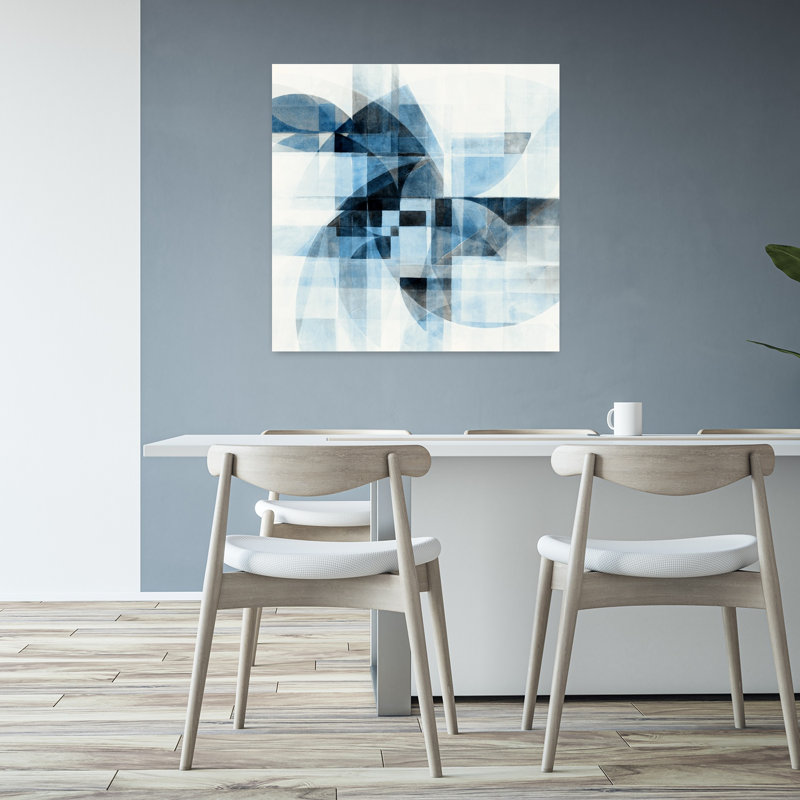 Art mural abstrait contemporain Echo In Blue II, H 32 po x l 32 po