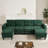 U-Shaped Upholstered Sofa With Two Movable Ottomans, USB Ports And Side Tables-1273140630