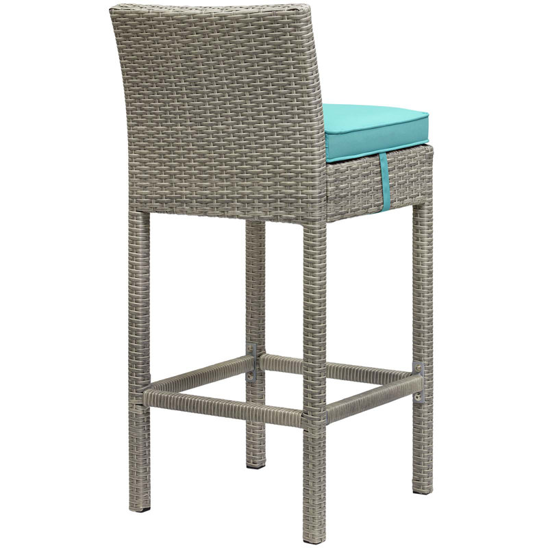 Tabouret de bar Havenside Home Bocabec, Turquoise, Velours gris pâle