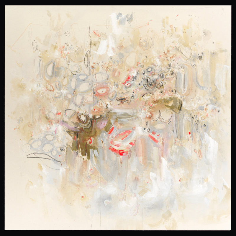 «Calm - Floater Frame», peinture sur toile, Cadre noir