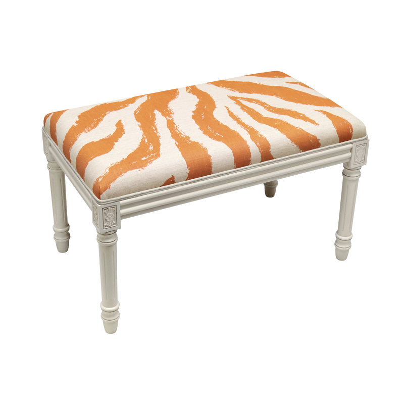 Josephville Linen Blend Upholstered Bench, Orange