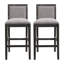  Ensemble de 2 tabourets de bar rétro de 30,5 po de hauteur avec coussin en tissu et structure en bois, gris et noir