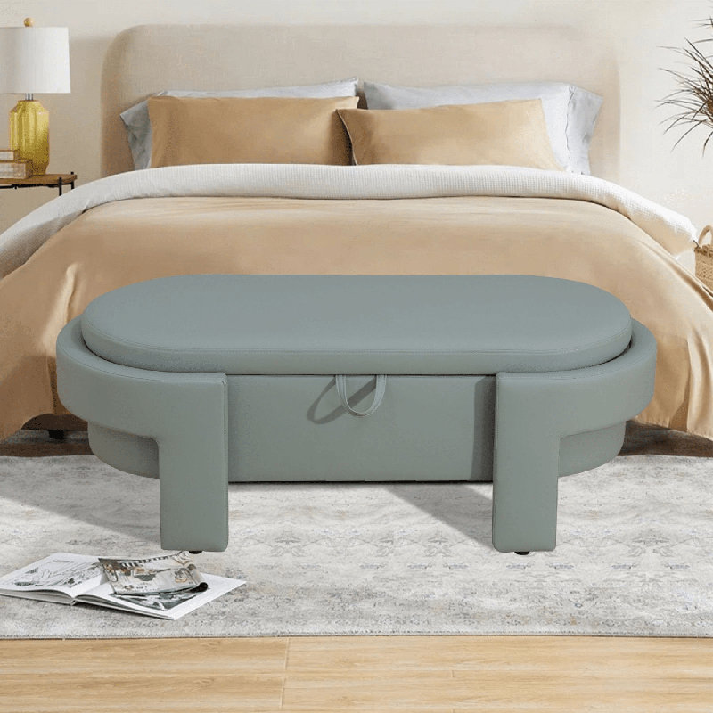 Banc de rangement à couvercle rabattable rembourré