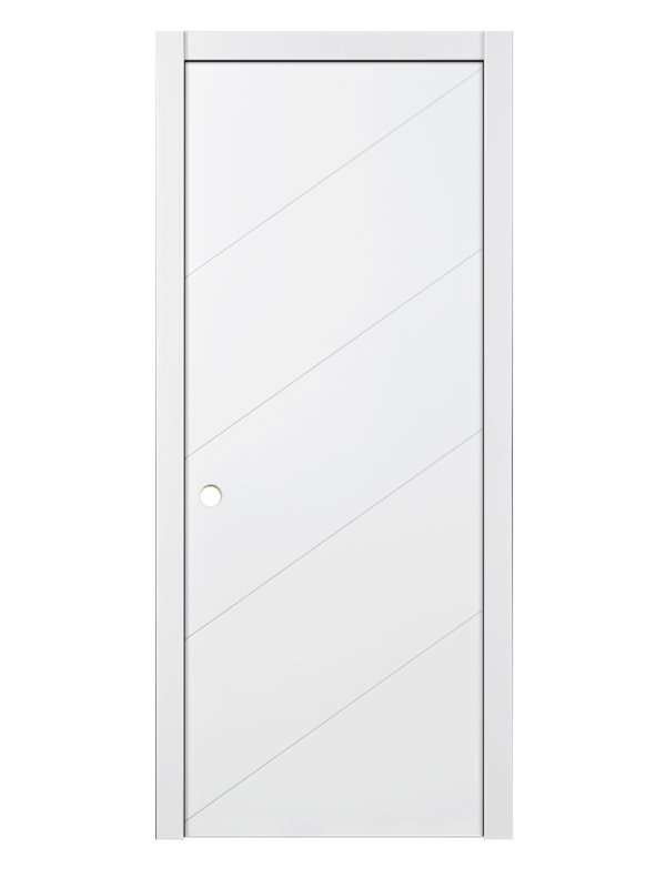 Porte intérieure stratifiée blanche Slant Knocked Down, 36 po x 80 po