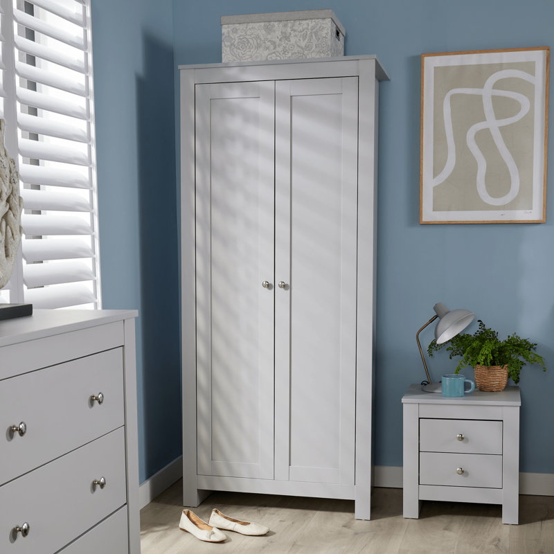 Alandrea 2 Door Manufactured Wood Wardrobe, Grey
