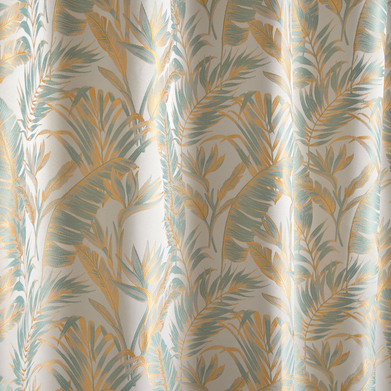 Paradise Palm 100% Polyester Pair of Eyelet Curtains, Width 168 x Drop 137 cm, Duck Egg