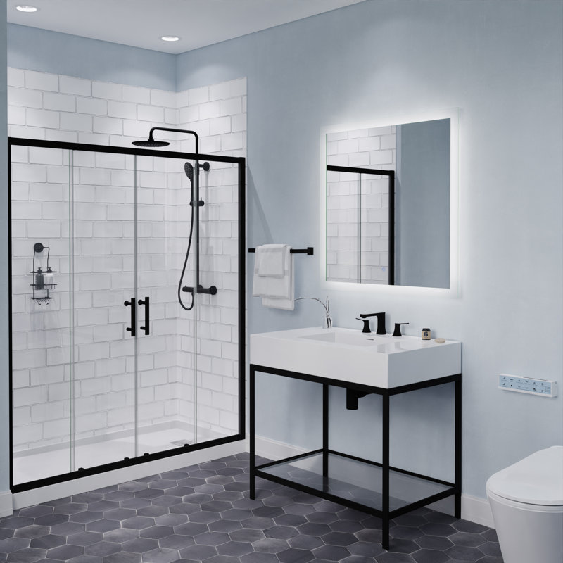 2-handle Bathroom Faucet with Drain Assembly, Noir mat / Chrome