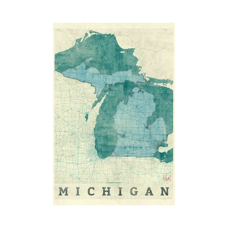 Michigan Map by Hubert Roguski - Wrapped Canvas Print, 20.32 cm H x 30.48 cm W