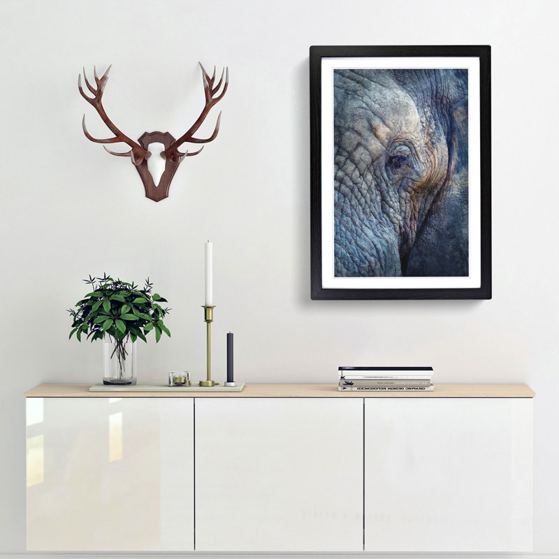 Blue Elephant - Picture Frame Photograph Print, Black Framed, 45cm H x 33cm W x 2cm D