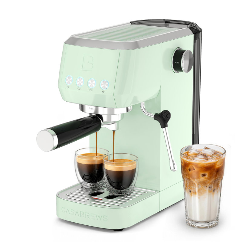 CASABREWS 3700 Essential 20 Bar Espresso Machine with Steam Wand, Compact Espresso Maker with 43.9oz Removable Water Tank for Home, Pastel Green.