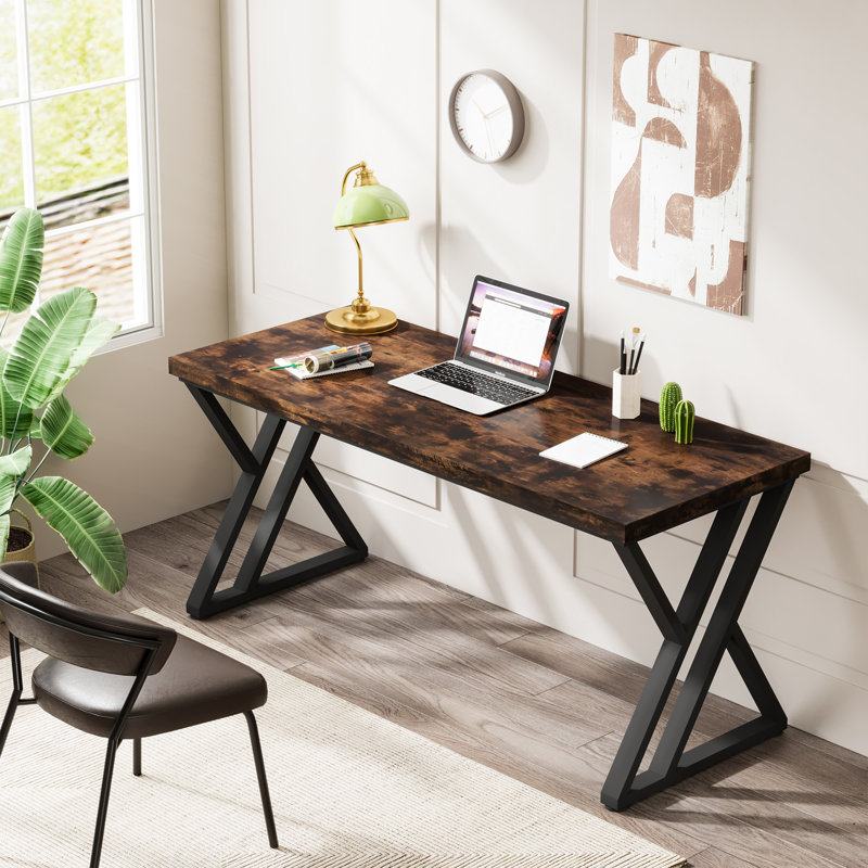 Bureau d'écriture Bricen, Brun rustique, Noir, noir, noir, noir