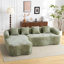 Green Full Compression L-Shape Sectional Sofa - Curved Chaise, Chenille Fabric, High-Density-2016517811