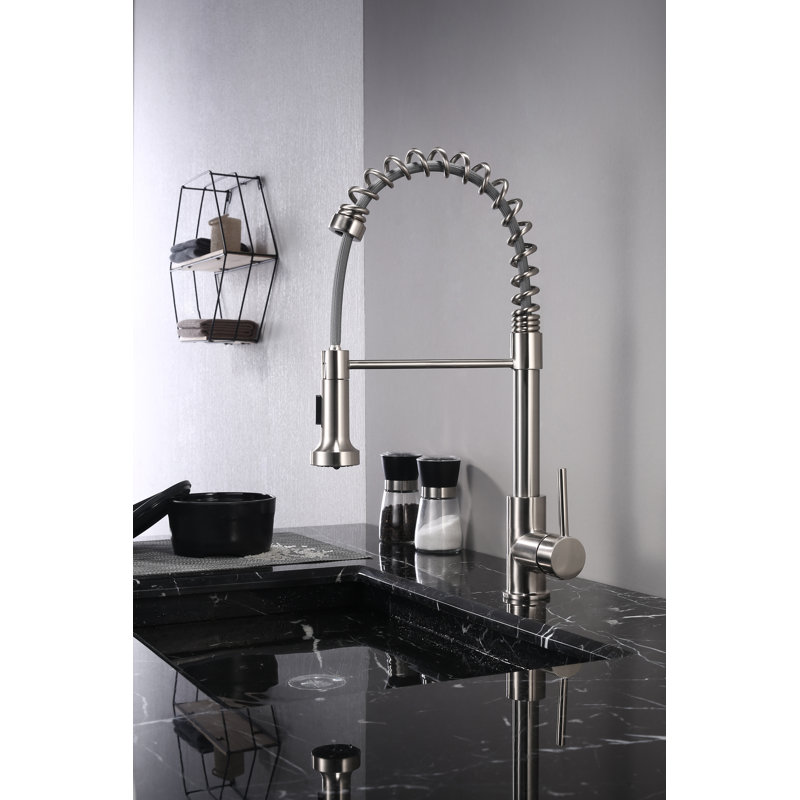 Lanuvio Brass Single-Handle Pull-Down Spray Kitchen Faucet, Chrome