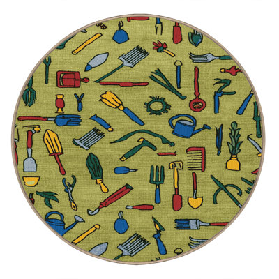 Washable Garden Tools Farm Area Rug
