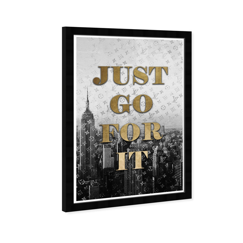 Just Go For It Gold and Black Framed Wall Art
