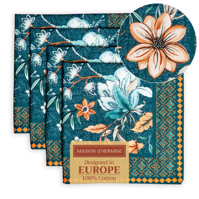 Maison d'Hermine  Bonobo - Blue 100% Cotton Set of 2 Curtain - 50" x 124"