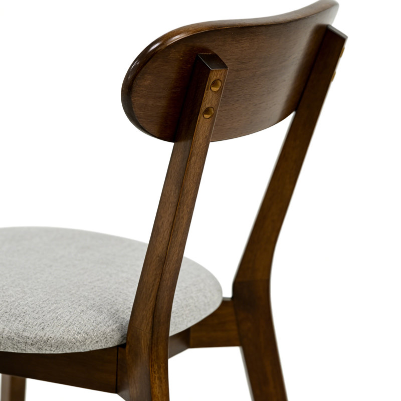 Deux chaises de salle à manger en bois massif de style Mid-Century modernes avec coussins rembourrés courbés et réglables, convenant à la cuisine, au salon, au coussin gris noyer, aux sièges, aux coussins