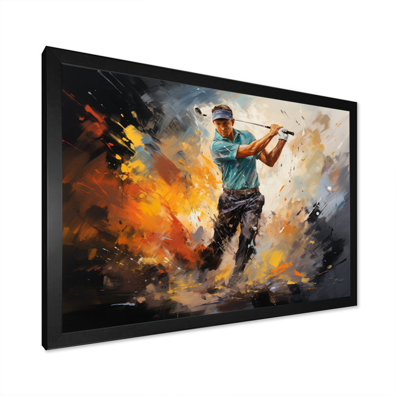Golf Dynamic Drives II - Sports Wall Art Living Room, H 16 po x l 32 po x P 1 po, Cadre photo noir