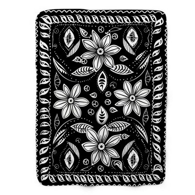 Monochromatic Aztec Bloom - 1 Piece Premium Sherpa Throw Blanket