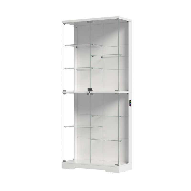 Grande vitrine moderne en verre avec éclairage et serrure RVB contrôlés par l'application - Vitrine à DEL pour objets de collection