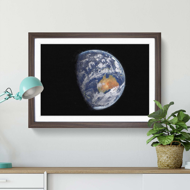 View of Planet Earth - Picture Frame Painting Print, Walnut Framed, 36cm H x 48cm W x 2cm D