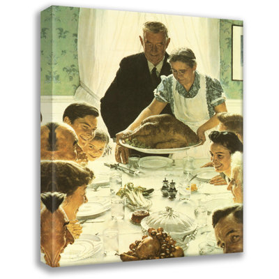 «Freedom from Want Thanksgiving» par Norman Rockwell, toile tendue avec châssis