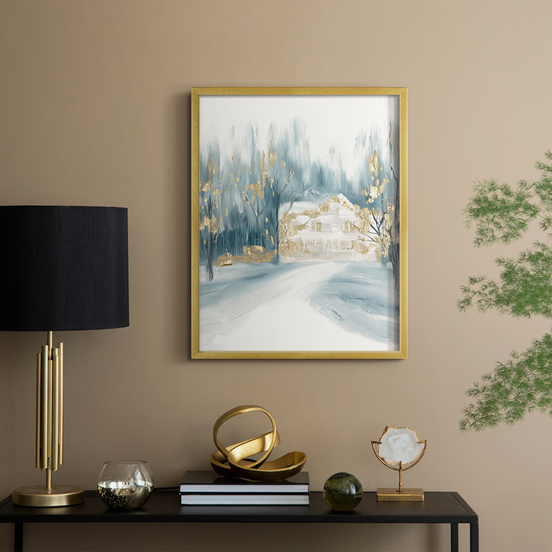 Christmas Holiday Art CDLIX Framed Print - Solid Wood, 15" H x 12" W, Gold