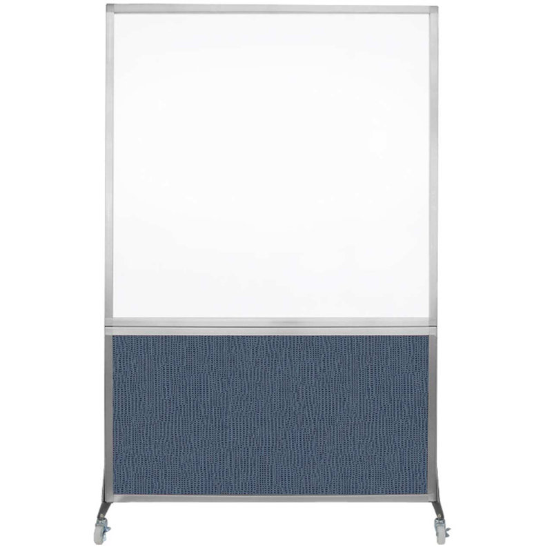 Tableau blanc mobile 6 'de haut DivideWrite, Océan, H 72 po x l 48 po, Argent