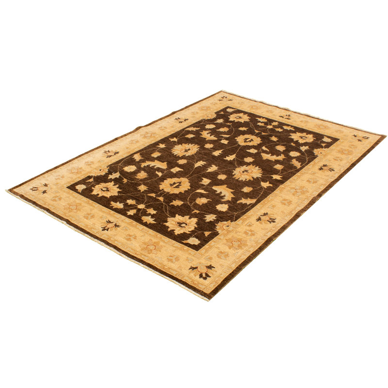 Tapis de zone en laine brun/beige 6 pi 6 po x 9 pi 4 po "one-of-a-kind" à la main noué la 2010 chobi Adrith